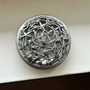 Selangor Pewter potpourri/ trinket box with trellis flower design